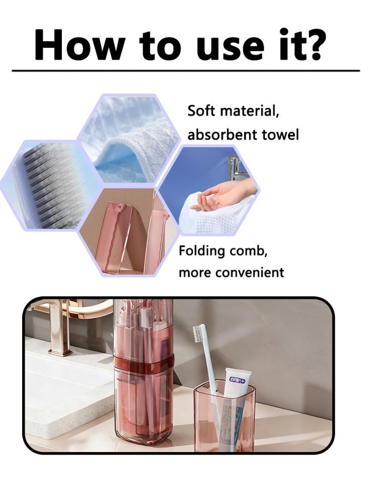 ETRAVEL Eight in one portable travel toothbrush storage box and toiletries set, suitable for multifunctional toothbrush holder for camping, school, business trips, and travel - Image 4